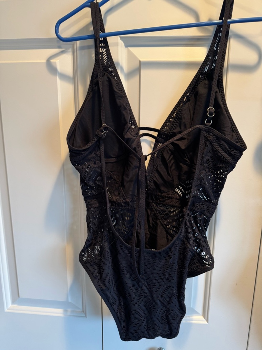 BECCA Black Crochet One-Piece Swimsuit - Picture 4 of 4